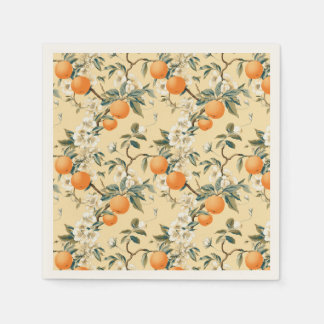 Guardanapo De Papel Padrão Floral De Grove Laranja Inspirado Na Vintag