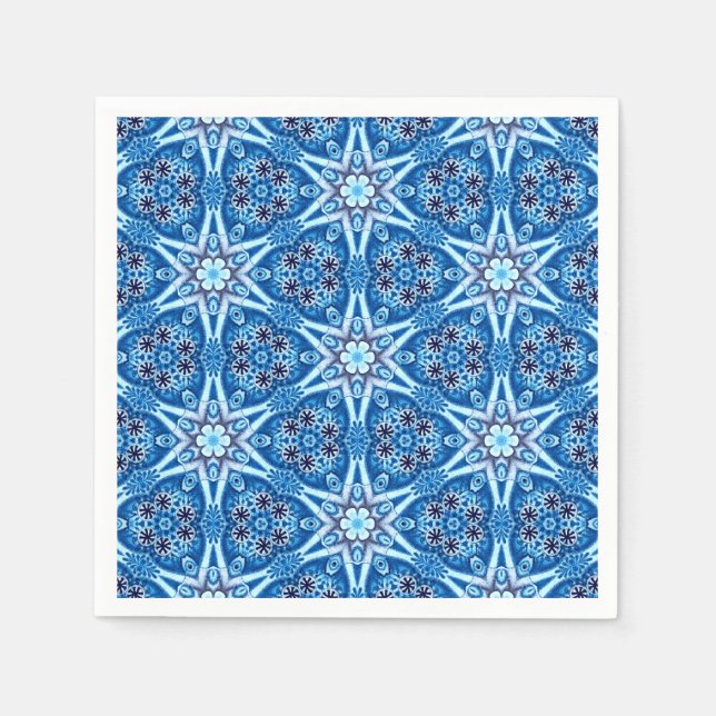 Guardanapo De Papel Padrão floral de neve azul (Frente)