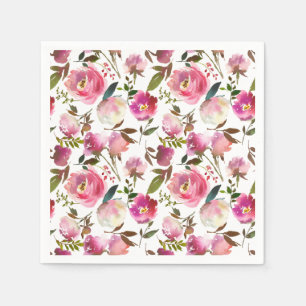 Guardanapo De Papel Padrão Floral de Primavera em Aquarela
