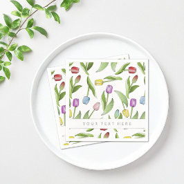 Guardanapo De Papel Padrão Floral de Tulipa Colorido Moderno Personali