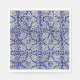 Guardanapo De Papel Padrão Floral de Vintagem do Mediterrâneo Azul e B