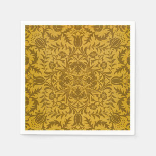 Guardanapo De Papel Padrão floral dourado ornamentado com simétrico