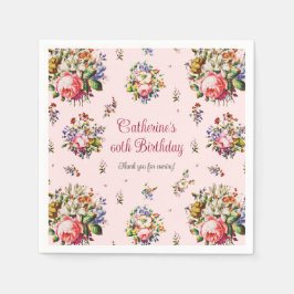 Guardanapo De Papel Padrão Floral Elegante Vintage Roses Rosa