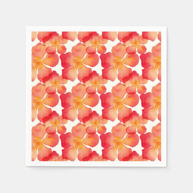 Guardanapo De Papel Padrão Floral Laranja Oleander (Frente)
