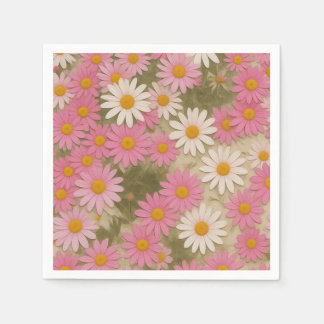 Guardanapo De Papel Padrão Floral Margarida Retro Estética Design
