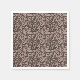Guardanapo De Papel Padrão Floral Marrom Elegante sobre Fundo Rosa Cla