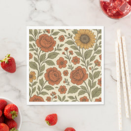 Guardanapo De Papel Padrão Floral Outono Vintage – Botânica Rústica