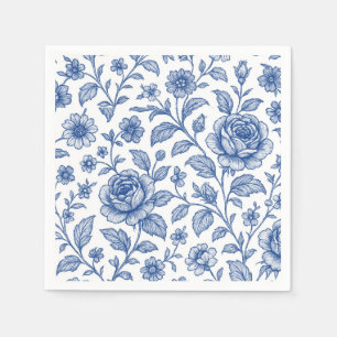 Guardanapo De Papel Padrão Floral Real de Rosas Azuis