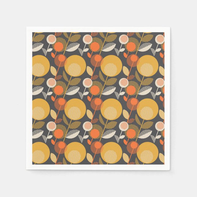 Guardanapo De Papel Padrão Floral Retroativo Clássico (Frente)