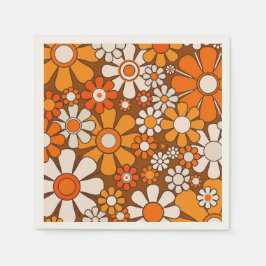 Guardanapo De Papel Padrão Floral Retroativo dos anos 70 com Flores do