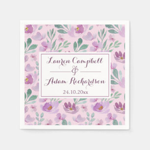 Guardanapo De Papel Padrão Floral Rosa Aquarela Casamento