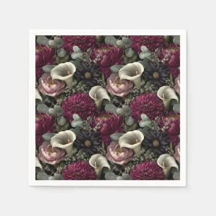 Guardanapo De Papel Padrão Floral Temperamental com Dahlias e Copos-de