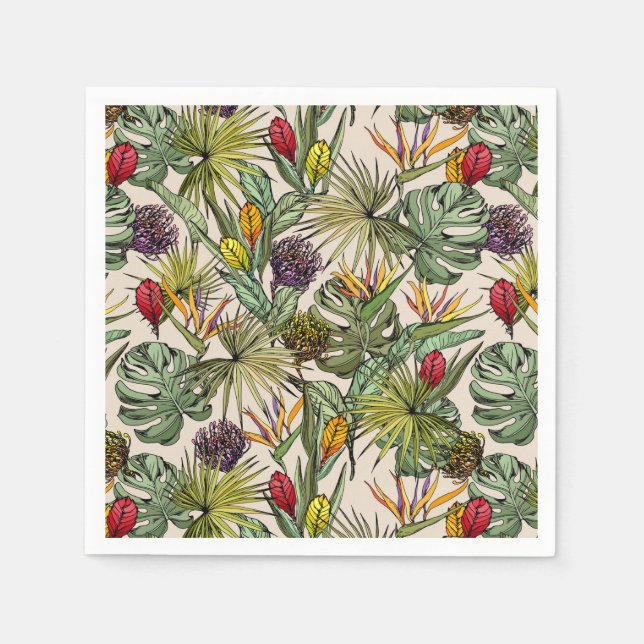 Guardanapo De Papel Padrão Floral Tropical (Frente)