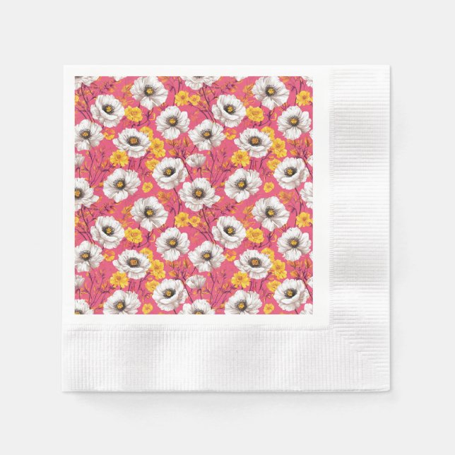 Guardanapo De Papel Padrão floral vibrante (Frente)