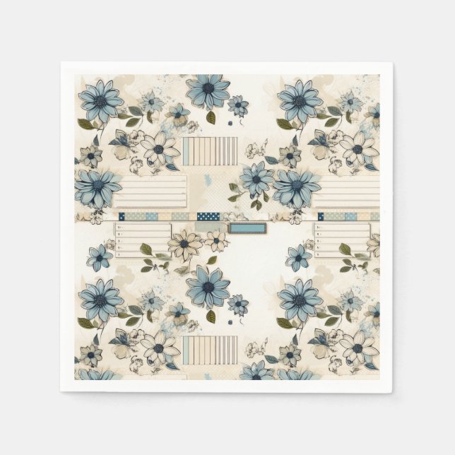 Guardanapo De Papel Padrão Floral Vintage (Frente)