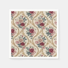 Guardanapo De Papel Padrão Floral Vintage Damasco Rosa Barroco Ornamen