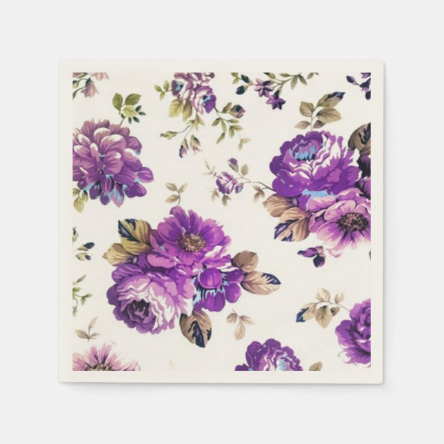 Guardanapo De Papel Padrão Floral Violeta (Frente)
