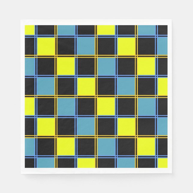 Guardanapo De Papel Padrão geométrico azul-amarelo (Frente)