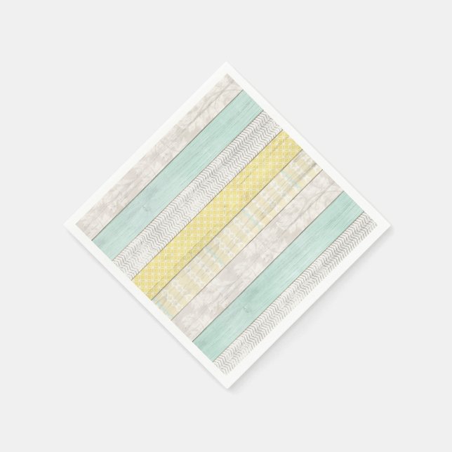 Guardanapo De Papel Padrão Geométrico Boho Verde-Menta e Amarelo em Ma (Canto)