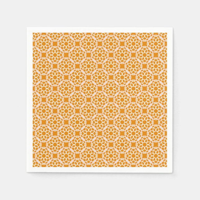 Guardanapo De Papel Padrão Geométrico Branco Laranja Sem Olhos (Frente)