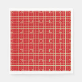 Guardanapo De Papel Padrão Geométrico Chinês Tradicional Vermelho e Do