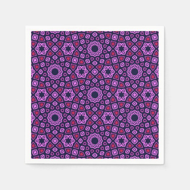 Guardanapo De Papel Padrão Geométrico com Tri-Hexago Truncado Roxo (Frente)