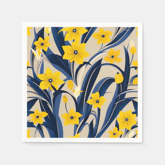 Guardanapo De Papel Padrão Geométrico de Art Deco com Marinho Azul Ama (Frente)