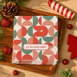 Guardanapo De Papel Padrão Geométrico do Natal Vermelho e Verde Modern