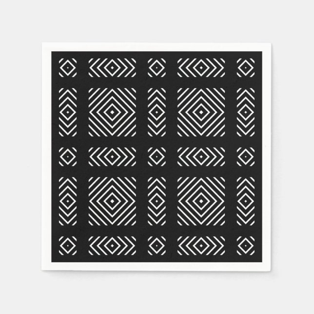 Guardanapo De Papel Padrão geométrico preto e branco Ama (Frente)