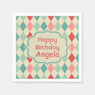 Guardanapo De Papel Padrão Geométrico Retro Harlequin Personalizado