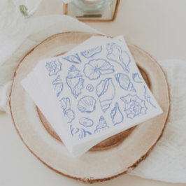 Guardanapo De Papel Padrão geral de conchas azuis suaves desenhadas à