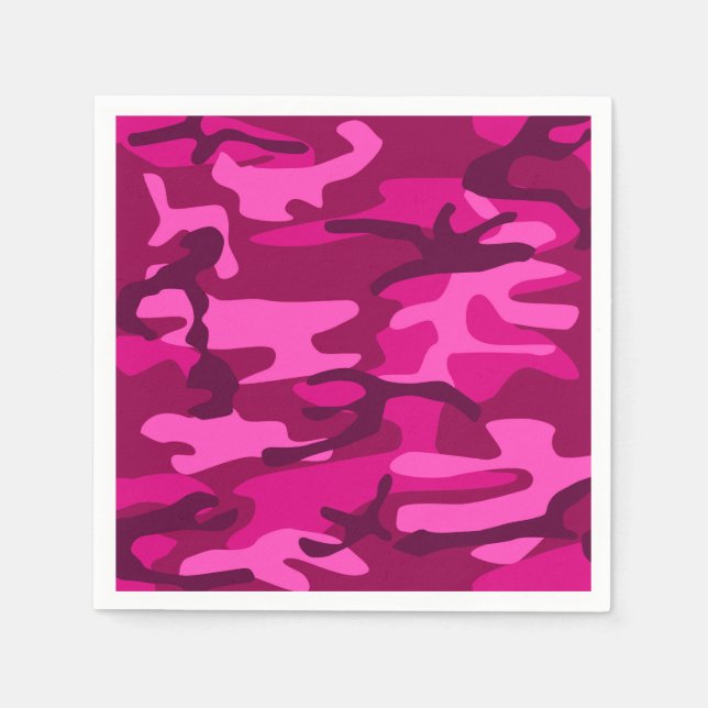 Guardanapo De Papel Padrão Girly da Camouflage Fuchsia Camo Rosa Quent (Frente)