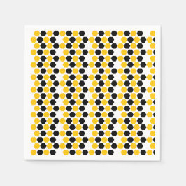 Guardanapo De Papel Padrão Hexagrama Geométrico Amarelo e Preto Abelha