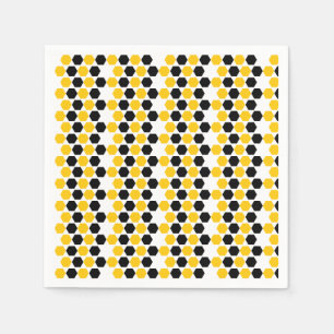 Guardanapo De Papel Padrão Hexagrama Geométrico Amarelo e Preto Abelha