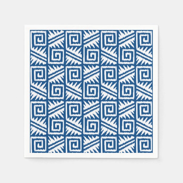 Guardanapo De Papel Padrão Ikat Aztec - Azul Cobalto e Branco (Frente)