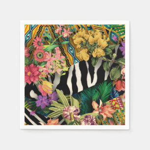 Guardanapo De Papel Padrão Impressão índio de Zebra Floral Amarela