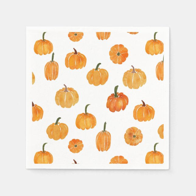 Guardanapo De Papel Padrão Laranja Pumpkin de Aquarela (Frente)
