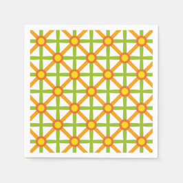 Guardanapo De Papel Padrão Laranja Verde e Amarelo Retroinspirado