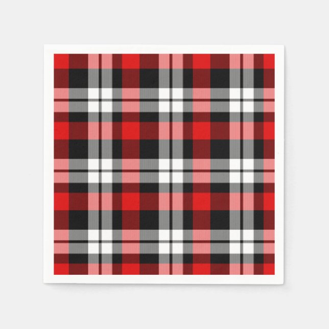 Guardanapo De Papel Padrão legal de Lumberjack Tartan Preto Branco Bra (Frente)