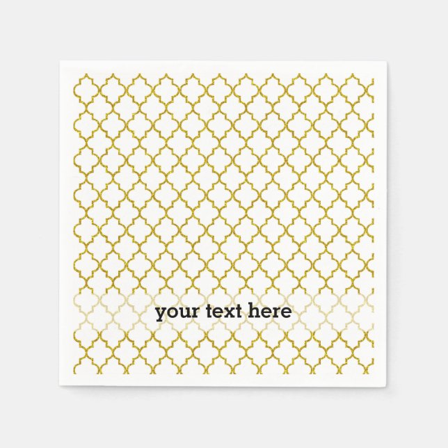 Guardanapo De Papel Padrão marroquino de ouro elegante (Frente)