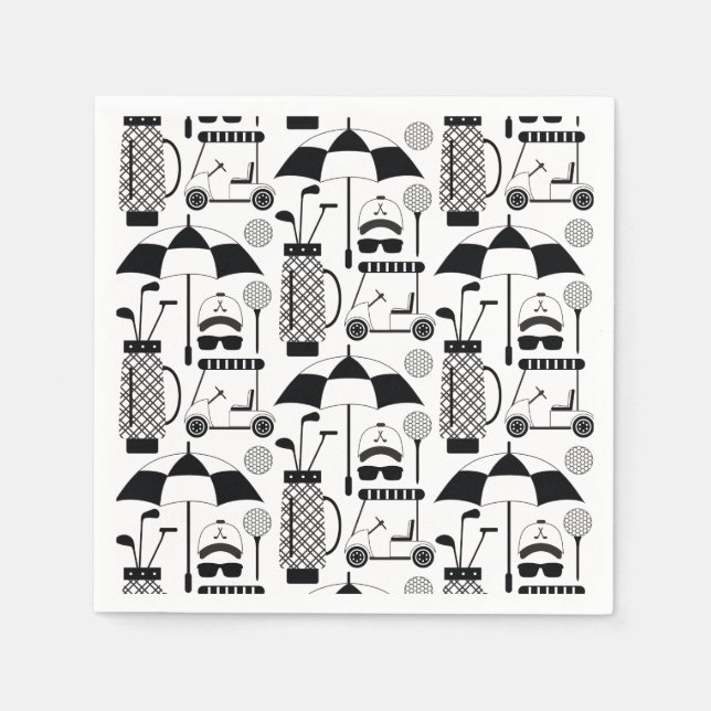 Guardanapo De Papel Padrão moderno de equipamento e acessórios de golf (Frente)