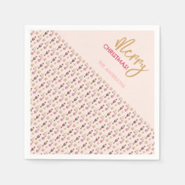 Guardanapo De Papel Padrão Moderno de Natal Rosa Pastel