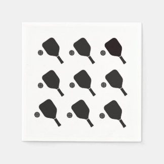 Guardanapo De Papel Padrão Moderno de Pickleball Preto e Branco
