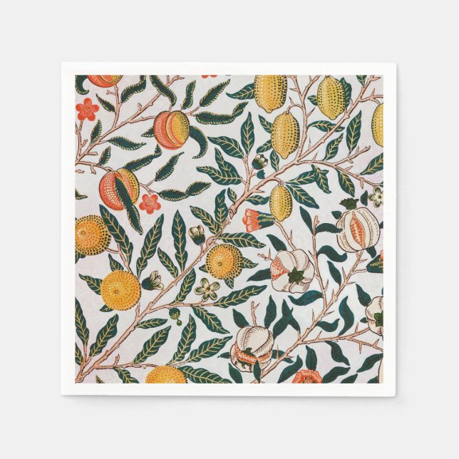 Guardanapo De Papel Padrão Morris Light Background Antique Pomegrana (Frente)