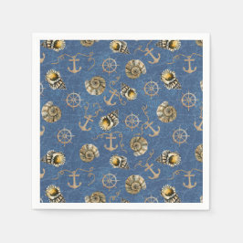 Guardanapo De Papel padrão náutico azul