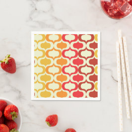 Guardanapo De Papel Padrão Ombre Ogee em Laranja, Tangerina e Vermelho