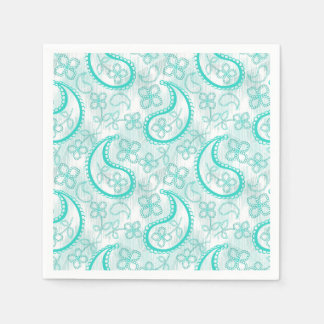 Guardanapo De Papel Padrão paisley azul-turquesa monocromático
