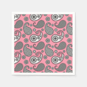 Guardanapo De Papel padrão Paisley, tons de cinza no rosa