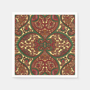 Guardanapo De Papel Padrão paisley vitoriano elegante, vermelho, ouro