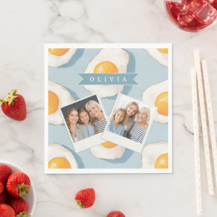 Guardanapo De Papel Padrão Personalizado de Ovo Frito Divertido Azul E